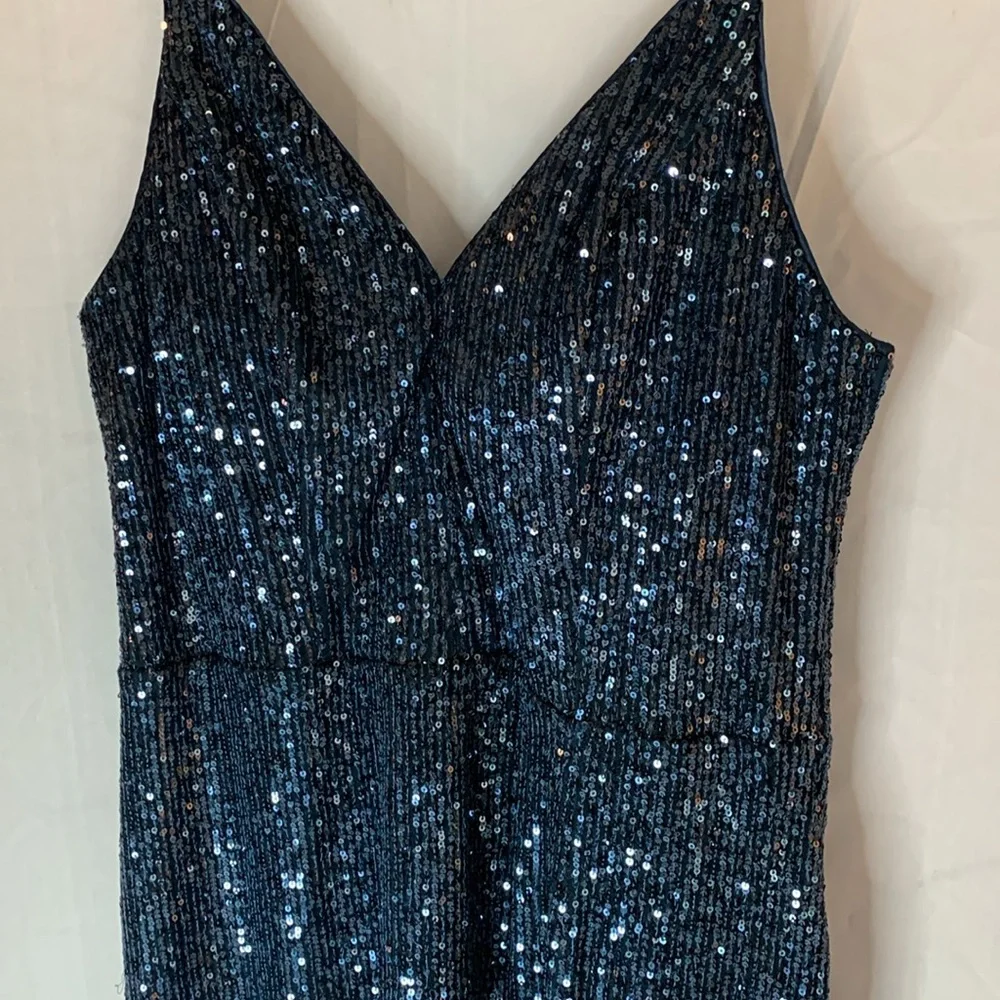 Elegant Navy Sequin Dress - Picture 2 of 10